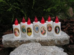 Znicz na baterie TERCIO MINI biały święte motywy