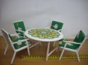 Mebelki dla lalek / 4 krzesełka + stolik 03