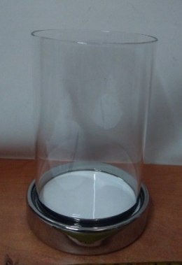 Świecznik szklany z kloszem 17cm | HTRD9776