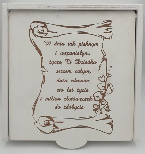 Pudełko białe DZIADEK 21 x 21 x 5,5 cm