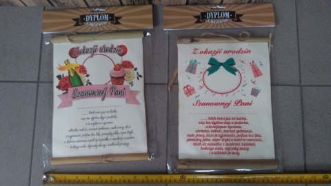 Dyplom ogólny do wypisania Urodziny dla Pani
