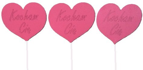 Piki serce czerwone 6szt KOCHAM CIĘ 15cm