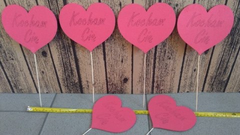 Piki serce czerwone 6szt KOCHAM CIĘ 15cm