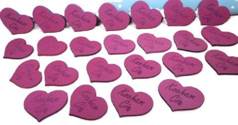 Serce czerwone 24szt KOCHAM CIĘ 5cm