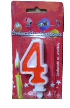 Świeczka 24szt. cyfra CZERWONA ,,4''