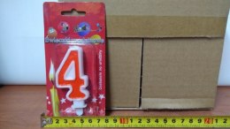 Świeczka 24szt. cyfra CZERWONA ,,4''