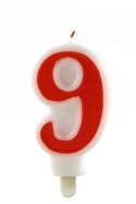 Świeczka 24szt. cyfra CZERWONA ,,9''