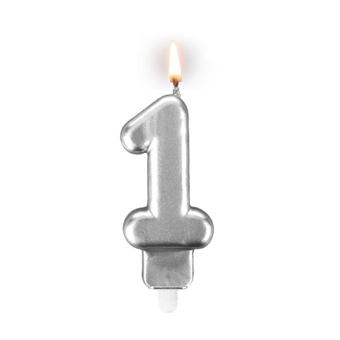 Świeczka 24szt. cyfra srebrna ,,1''
