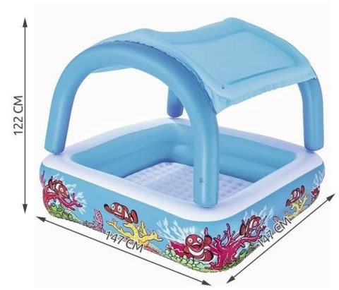 Basen 147x147x122cm z odpinanym daszkiem | 52192 BESTWAY