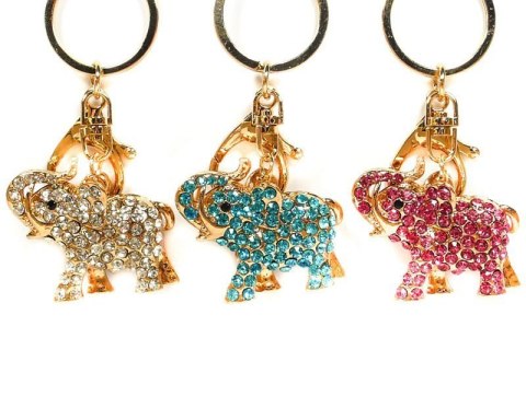 Brelok do kluczy słonik w cyrkonie mix kolorów