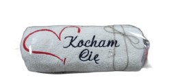 Ręcznik 50x100cm cukierek biały KOCHAM CIĘ
