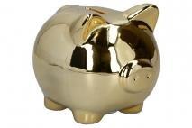 Skarbonka 8szt ceramiczna świnka 10x9x10,5cm ZŁOTA