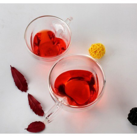 Szklanki termiczne podwójne szkło serce 240ml do kawy LATTE LONG zestaw 6szt . SZK18