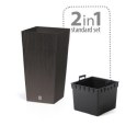Doniczka RATO SQUARE 32,5x32.5 cm wys. 61cm ANTRACYT rattan + wkład