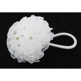 Gumki do włosów pompon + cyrkonie białe 10szt. G7905