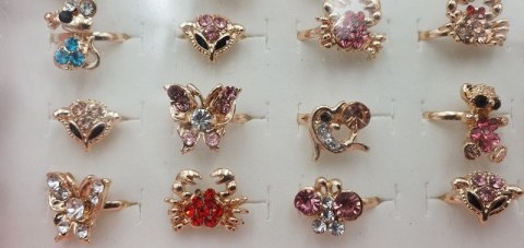 Pierścionki regulowane 36szt ZŁOTE MIX B-1604