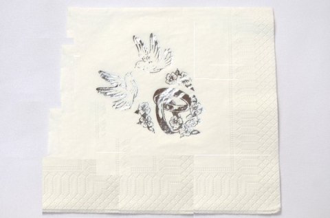 Serwetka 33x33 Ślub kwiatki biały SR 20 szt. SKSR-0001