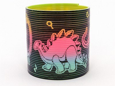 Sprężynka tęczowa dino 6,5x6,5cm