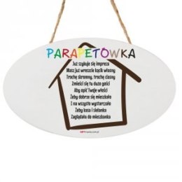 Drewniana tabliczka owal wzbogacona lakierem UV z napisem 