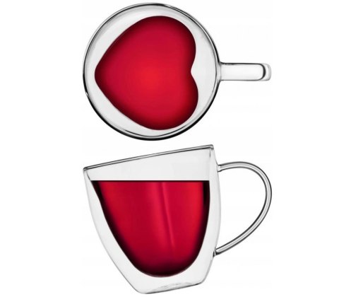 Szklanki termiczne z podwójnym dnem 2szt. SERCE | SZK18