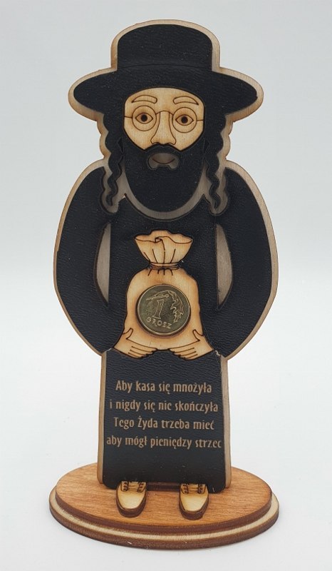 Żyd stojący drewno NA SZCZĘŚCIE 14 x 7 cm NR.130