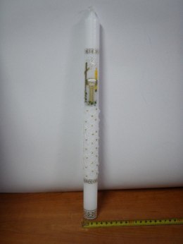 Świeca ręcznie zdobiona gromnica KOMUNIA w kartoniku GR-001