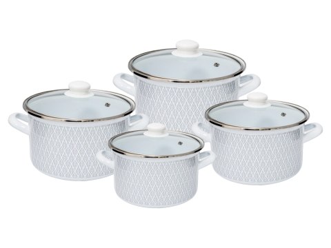 Komplet garnków emaliowanych 8elem. romb | MH-3940