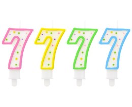 Świeczka cyferka 7 z kropeczkami 7.5 cm | PF-SCK7