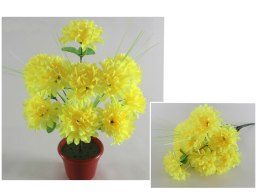 Bukiet sztuczny CHRYZANTEMA z dodatkiem trawy 12 łodyg 40cm żółta 2szt KAO-101B