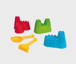 Komplet do piasku - mini 3 zamki łopatka grabki