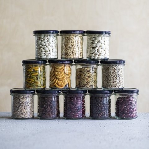 Słoik prosty 346ml fi 82 z czarną zakrętką 6szt