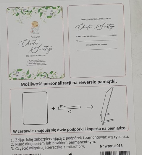 Ramka lustro 19x25cm Pamiątka Chrztu Św. od Matki Chrzestnej