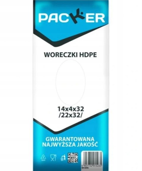 Woreczki torebki HDPE 22x32 (14x4x32) cm Atestowane PACKER - 700 szt