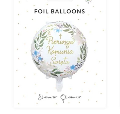 Balon foliowy ''Pierwsza Komunia Święta'' 45cm | FB209
