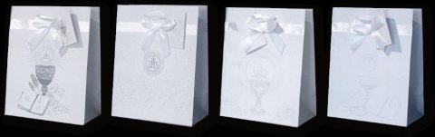 Torba papierowa z kokardą 18 x 23 x 19 cm Komunia Święta PL2 - 12 szt.
