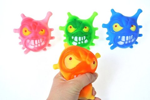 Gniotek żelowy stworki 9x9cm 12szt.