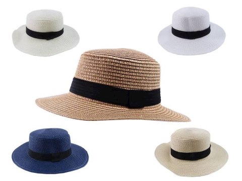 Kapelusz damski z czarną wstążką