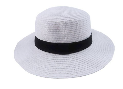 Kapelusz damski z czarną wstążką