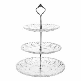 Patera szklana Tadar Catalina okrągła trzypoziomowa 15/20/25cm