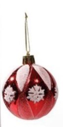 Bombki 6cm CZERWONE białe śnieżynki 6szt. | XVA-108