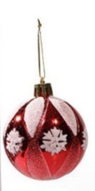 Bombki 6cm CZERWONE białe śnieżynki 6szt. | XVA-108