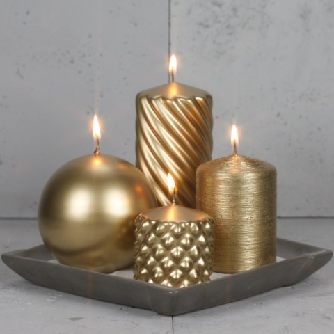 Świeca kula metalizowana złota błyszcząca 80mm | L1 K80MET