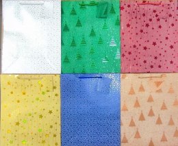 Torebka ozdobna brokat złocona średnia 26x32cm 12szt. | PL-6