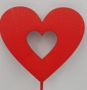 Serce na piku drewnianym czerwone 3szt.