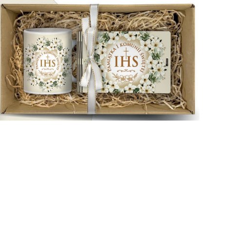 Komplet w pudełku kubek 330ml + banknotówka 10 x 15,5cm WIANEK KOMUNIA ŚW