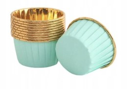 Papilotki kubeczki na mufinki MIĘTOWO ZŁOTE 50x40 mm / 50 szt