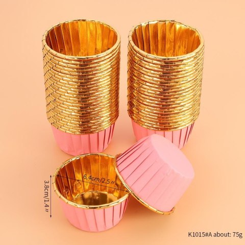 Papilotki kubeczki na mufinki RÓŻOWO ZŁOTE 50x40 mm / 50 szt