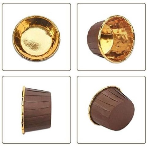 Papilotki muffinki babeczki 50 x 40mm foremki złoty brąz 50szt.