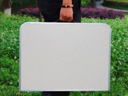 Zestaw stolik stół turystyczny składany kempingowy duży 4 krzesła walizka KREMOWY