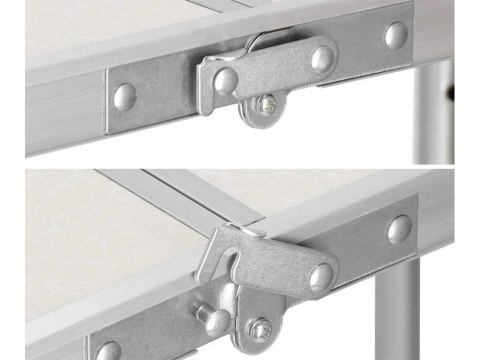 Zestaw stolik stół turystyczny składany kempingowy duży 4 krzesła walizka KREMOWY